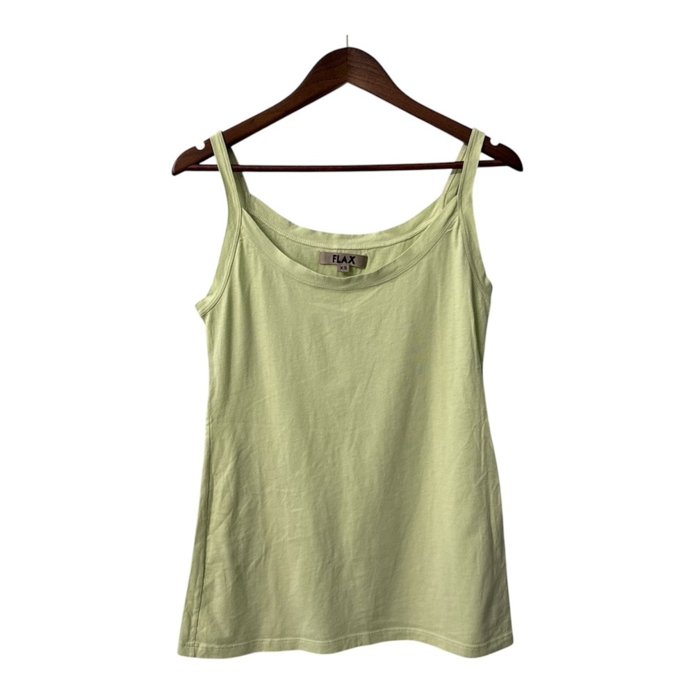 NEW Flax cotton tank top XS chartreuse basic casual staple layer gym active USA
